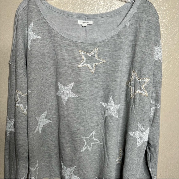 Maurices Heather Gray Star Raw Edge Sweatshirt Size XL - Picture 5 of 7